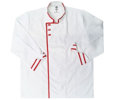 Aşçı Ceketi Dekoratif Çıt Çıt Kırmızı Biye
